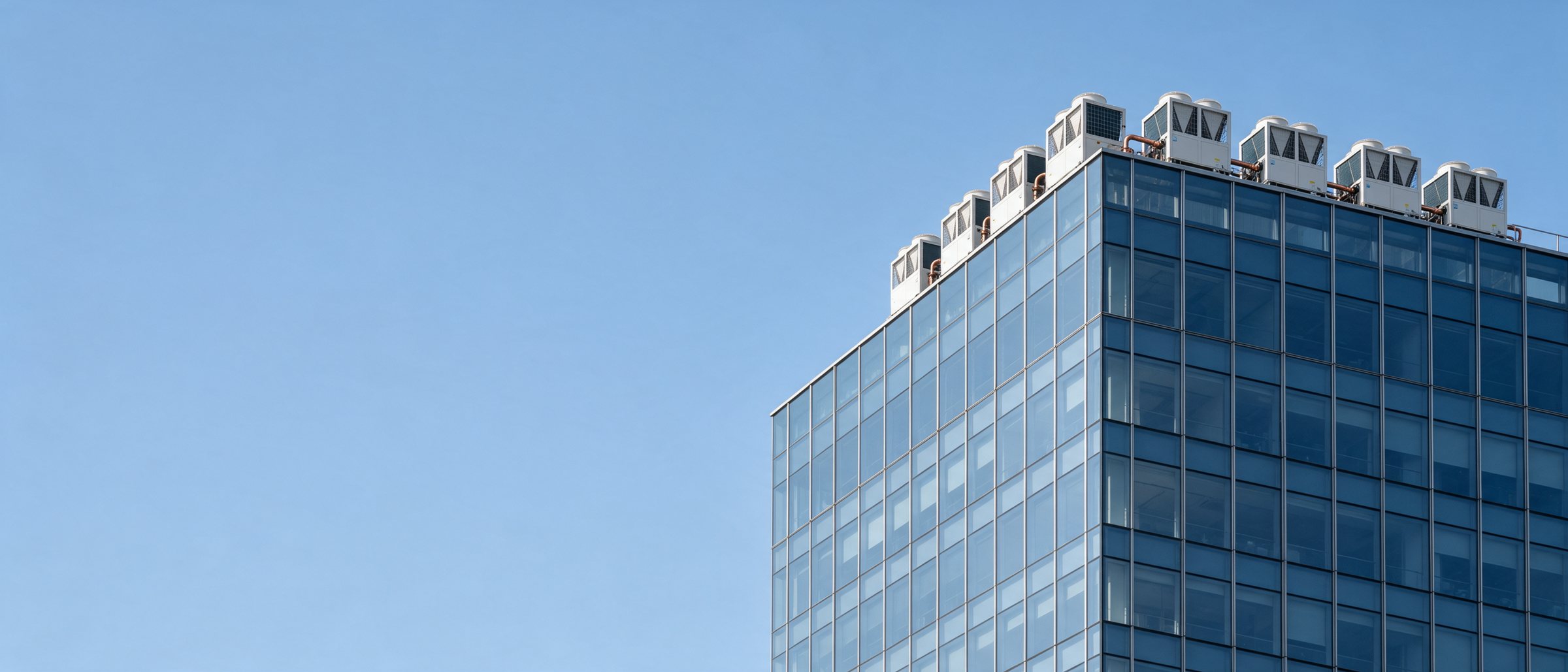 VRF outdoor units on a commercial rooftop